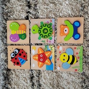 EUC 6 wooden puzzles for toddlers